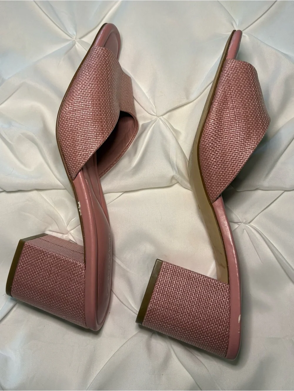 Calvin Klein Vevia Block Heel Woven Pink Slip On Heels, Women’s Size 10
